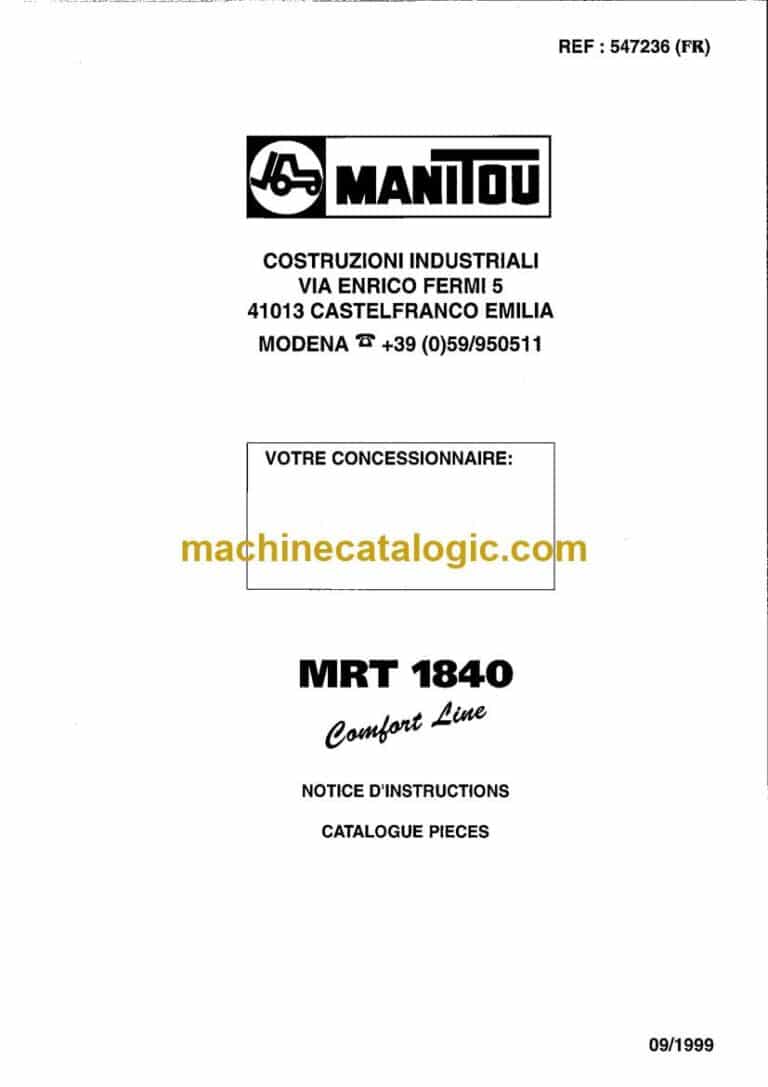 Manitou MRT 1840 Comfort Line Notice D’instructions (547236) (09-1999)