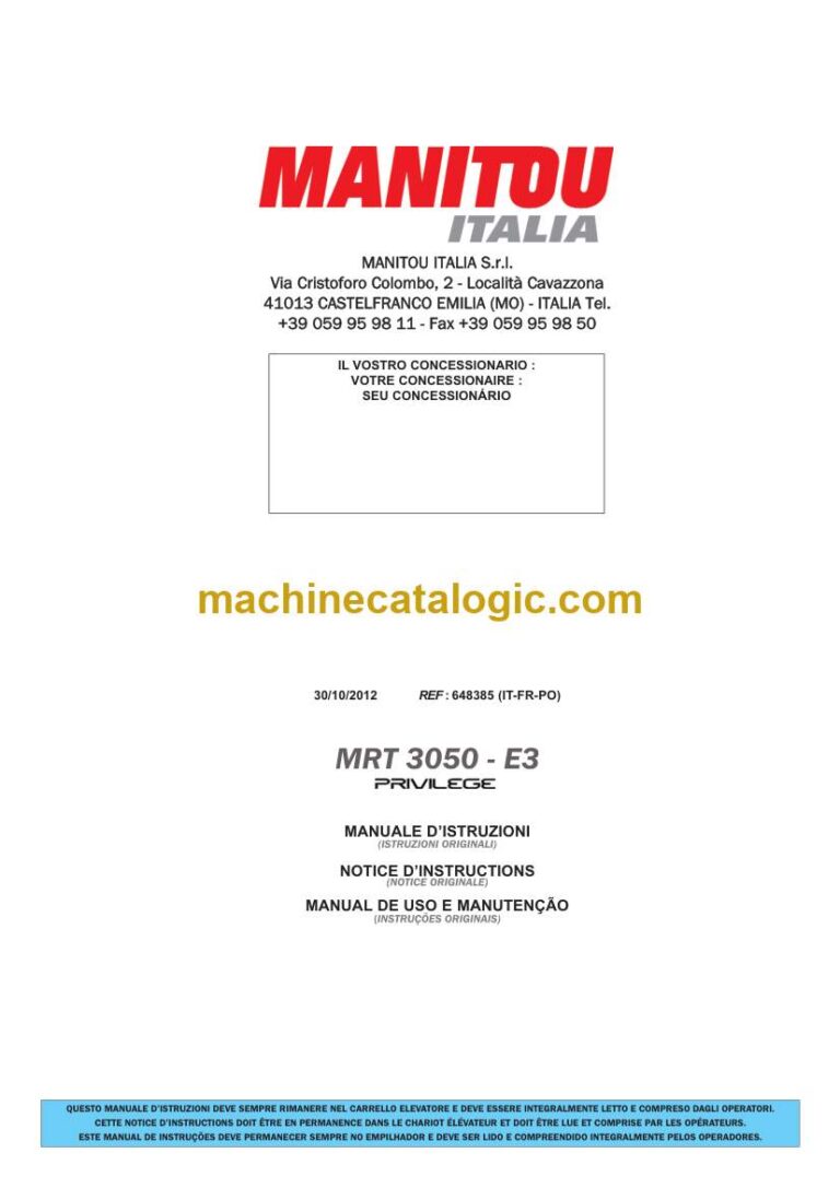 Manitou MRT 3050 - E3 Privilege Notice D’instructions (648385) (10-2012)