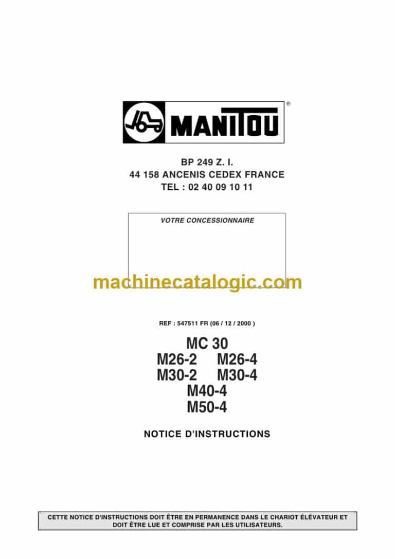 Manitou MC30, M26-2, M26-4, M30-2, M30-4, M40-4, M50-4 Notice D’instructions (547511) (12-2000)