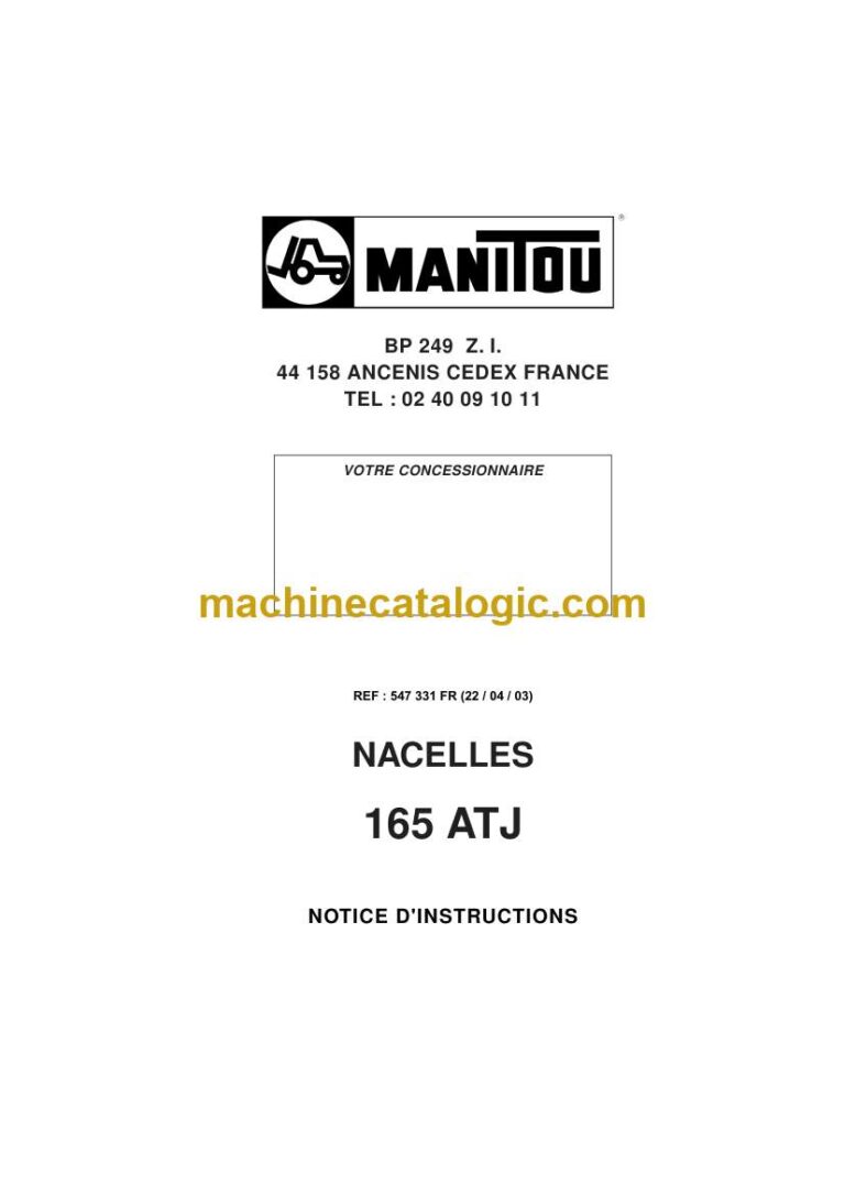 Manitou 165 ATJ NACELLES Notice D’instructions (547331FR) (04-2003)