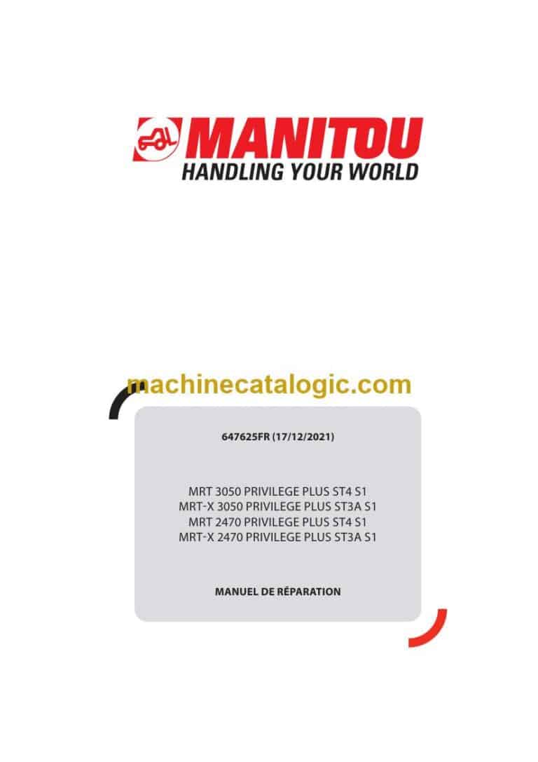 Manitou MRT 2470 PRIVILEGE PLUS ST4 S1 Manuel de Réparation (647625FR) (12-2021)