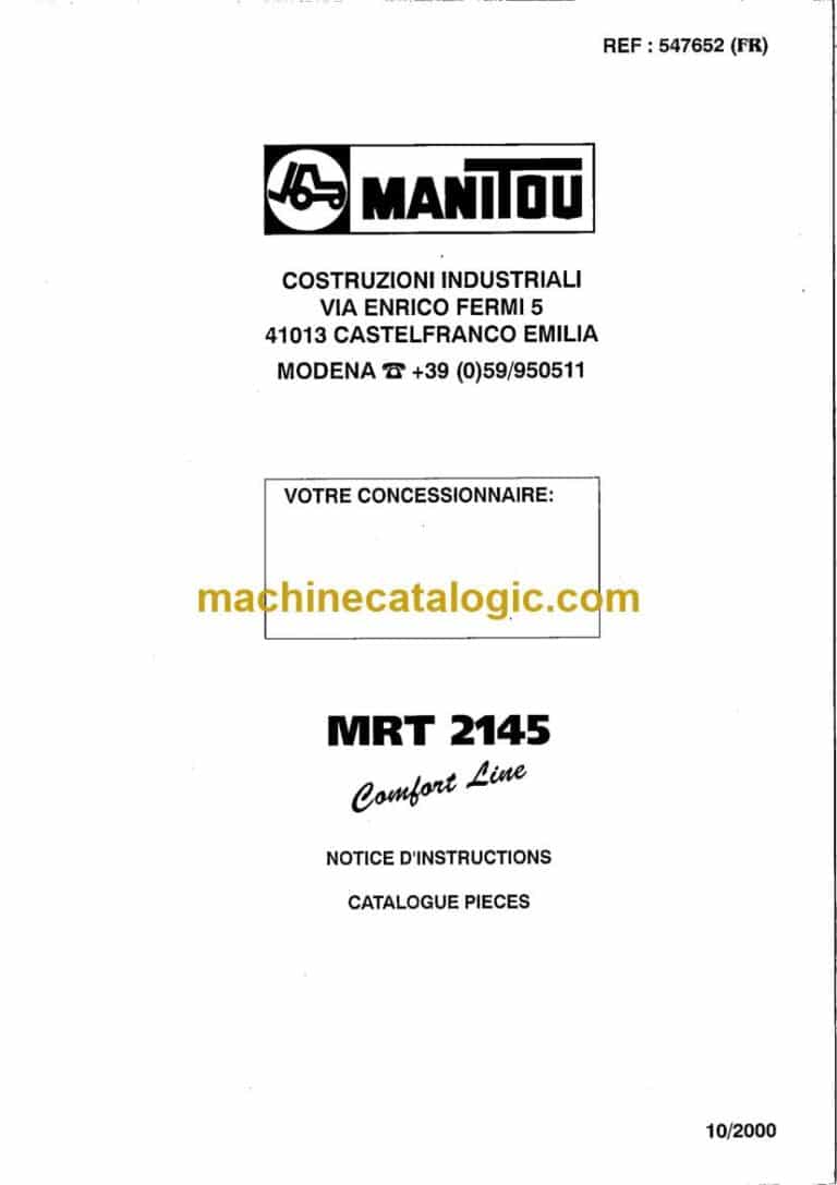 Manitou MRT 2145 Comfort Line Notice D’instructions (547652) (10-2000)