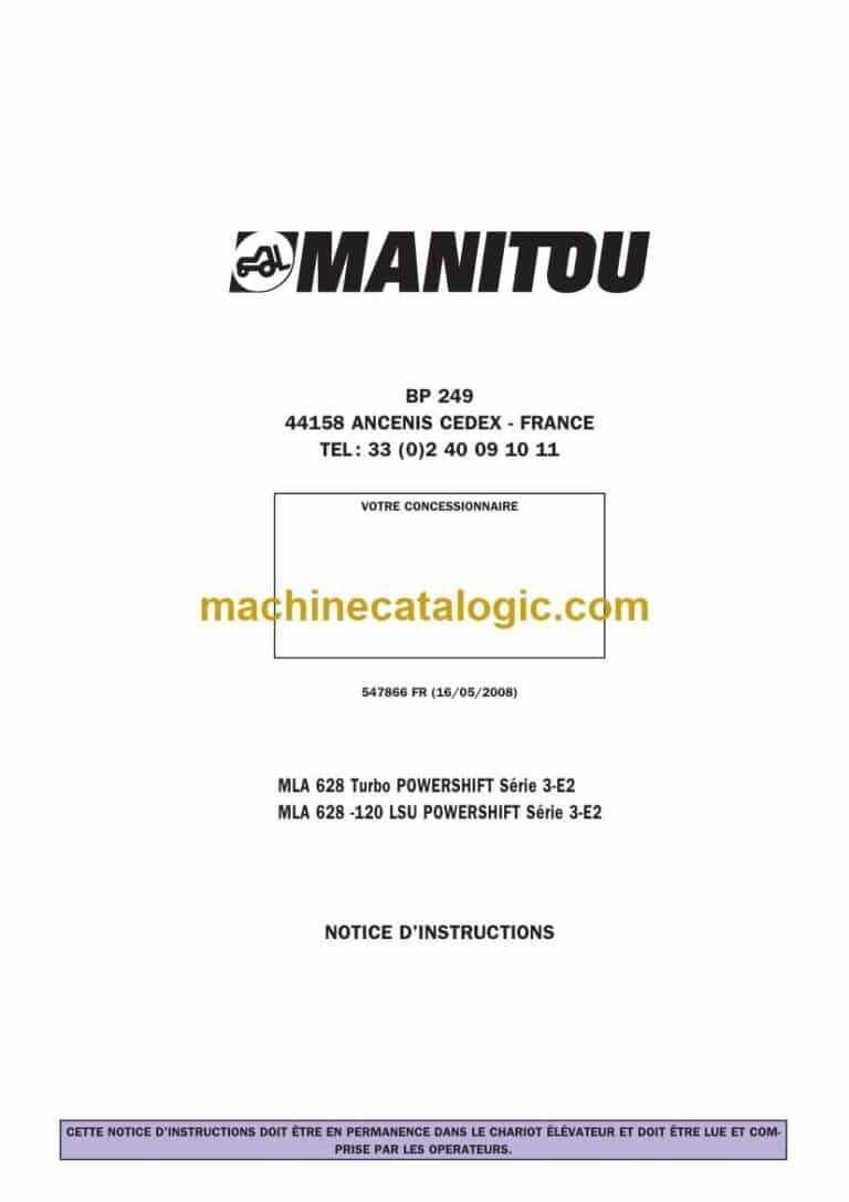 Manitou MLA 628 Turbo Powershift Série 3-E2, MLA 628-120 LSU POWERSHIFT Série 3-E2 Notice D’instructions (547866FR) (05-2008)