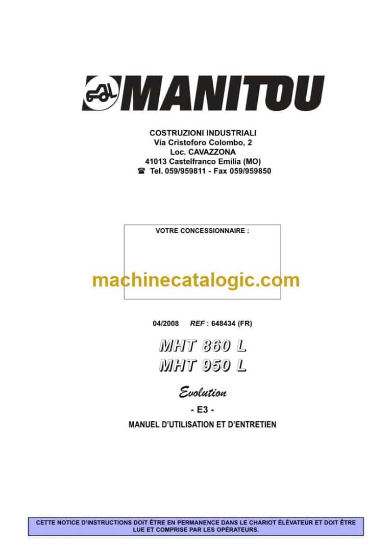 Manitou MHT 860L, MHT 950L Evolution Notice D’instructions (648434) (04-2008)