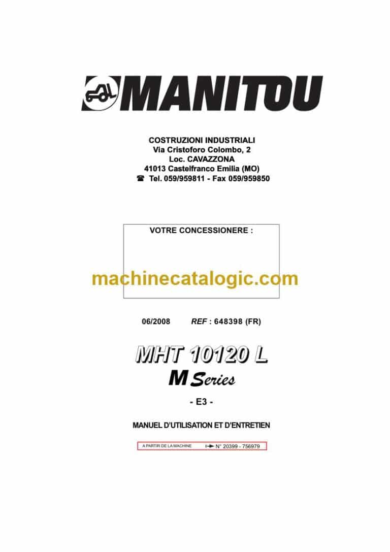 Manitou MHT 10120 L, M Series Manuel D'utilisation et D'entretien (648398FR) (06-2009)