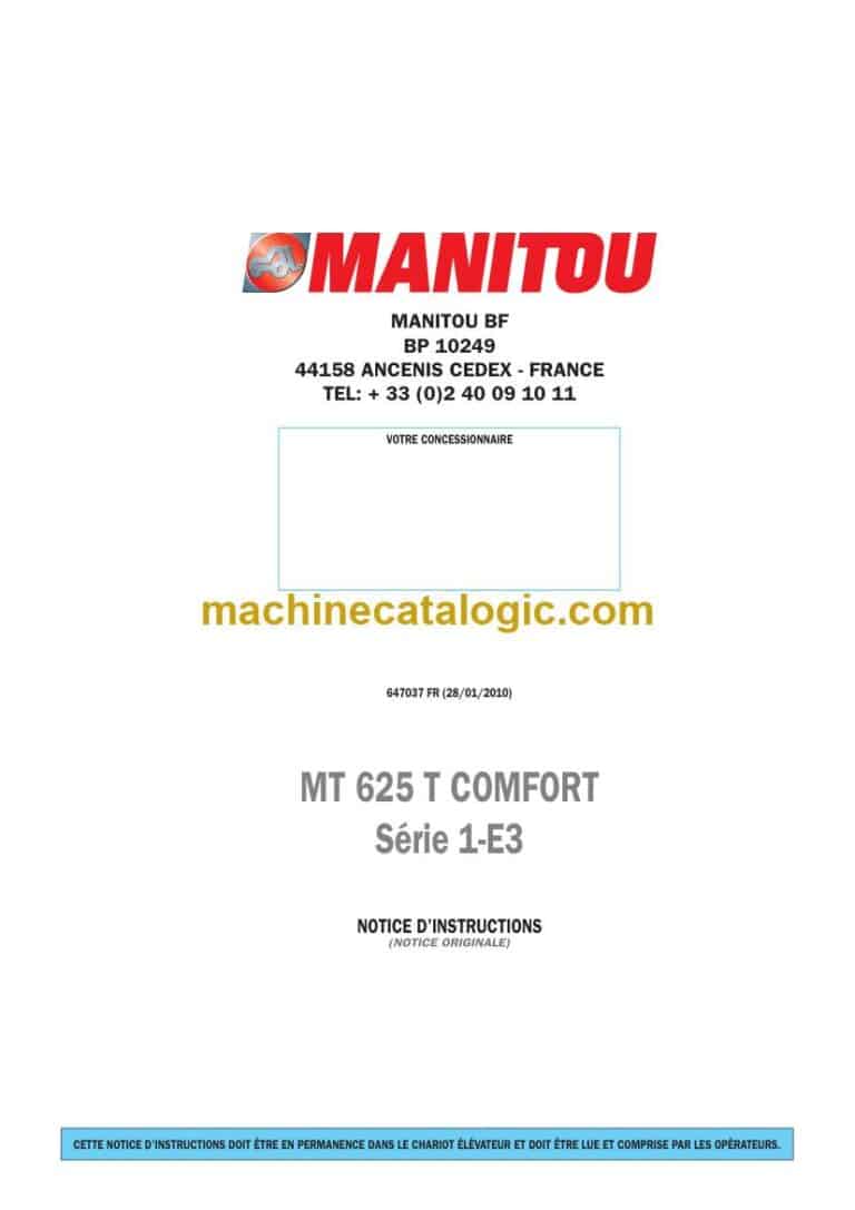 Manitou MT 625 T Comfort Série 1-E3 Notice D’instructions (647037FR) (01-2010)