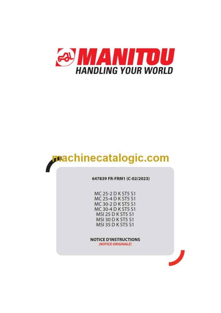 Manitou MC 30-2 D K ST5 S1, MC 30-4 D K ST5 S1 Notice D’instructions (647839 FR-FRM1) (C-02-2023)