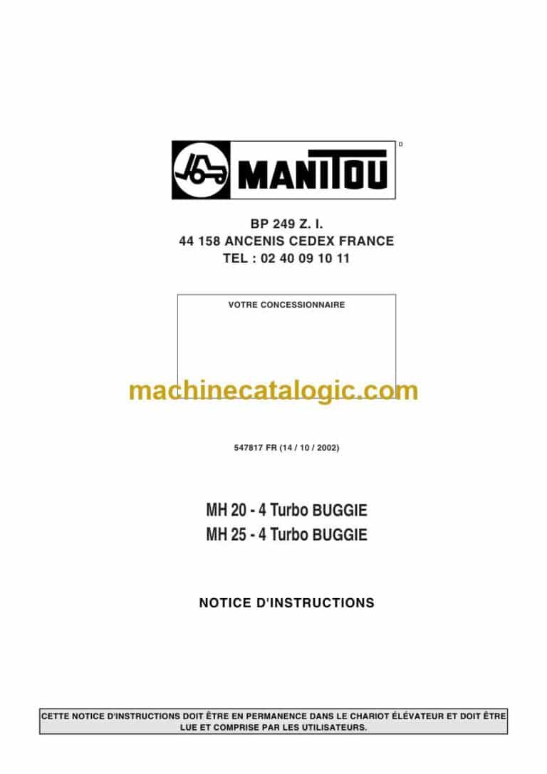 Manitou MH 20-4 Turbo Buggie, MH 25-4 Turbo Buggie Notice D’instructions (547817FR) (10-2002)