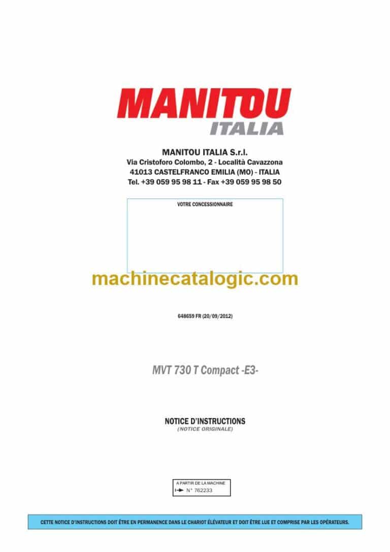 Manitou MVT 730 T Compact-E3 Notice D’instructions (648659FR) (09-2012)