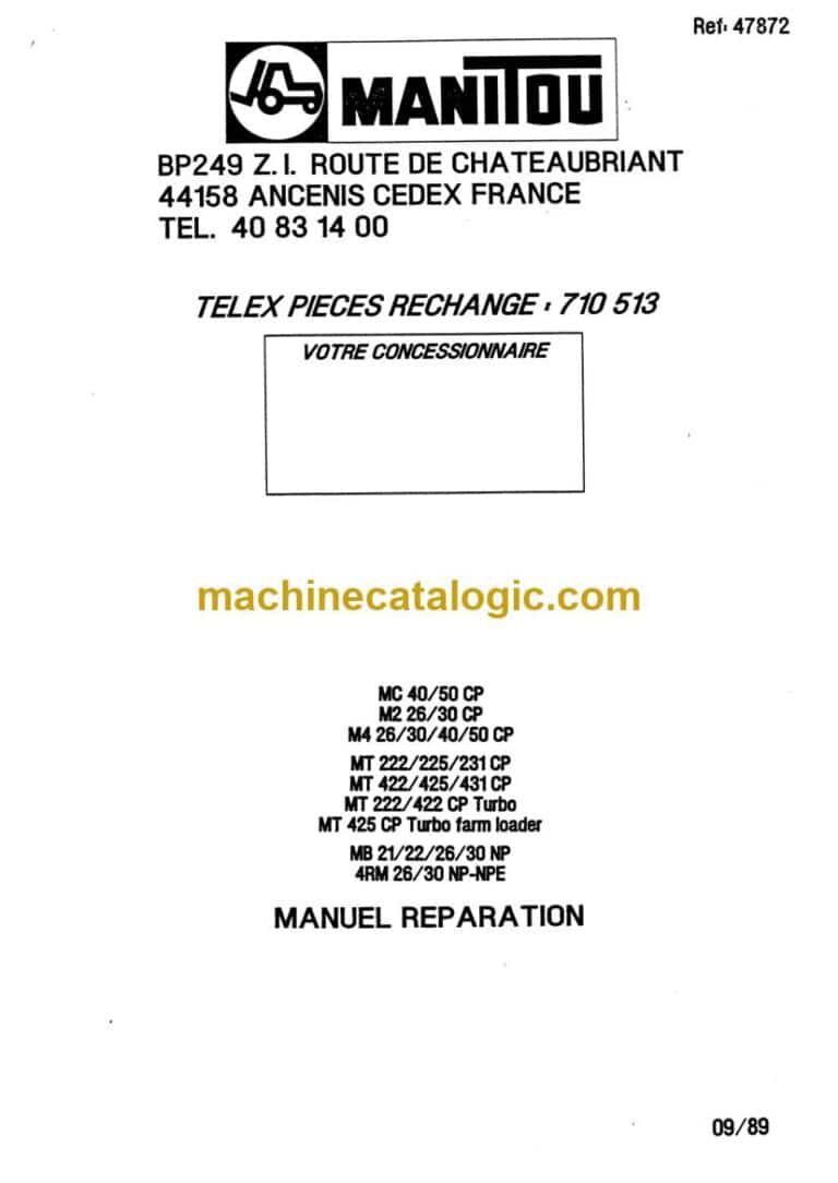 Manitou MC40 CP, MC50 CP Manuel de Réparation (47872)