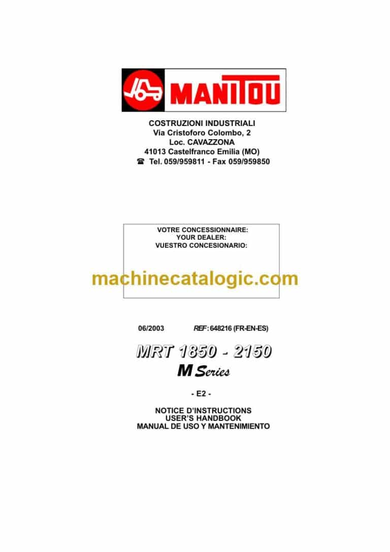 Manitou MRT 1850-2150 M Series Notice D’instructions (648216) (06-2003)