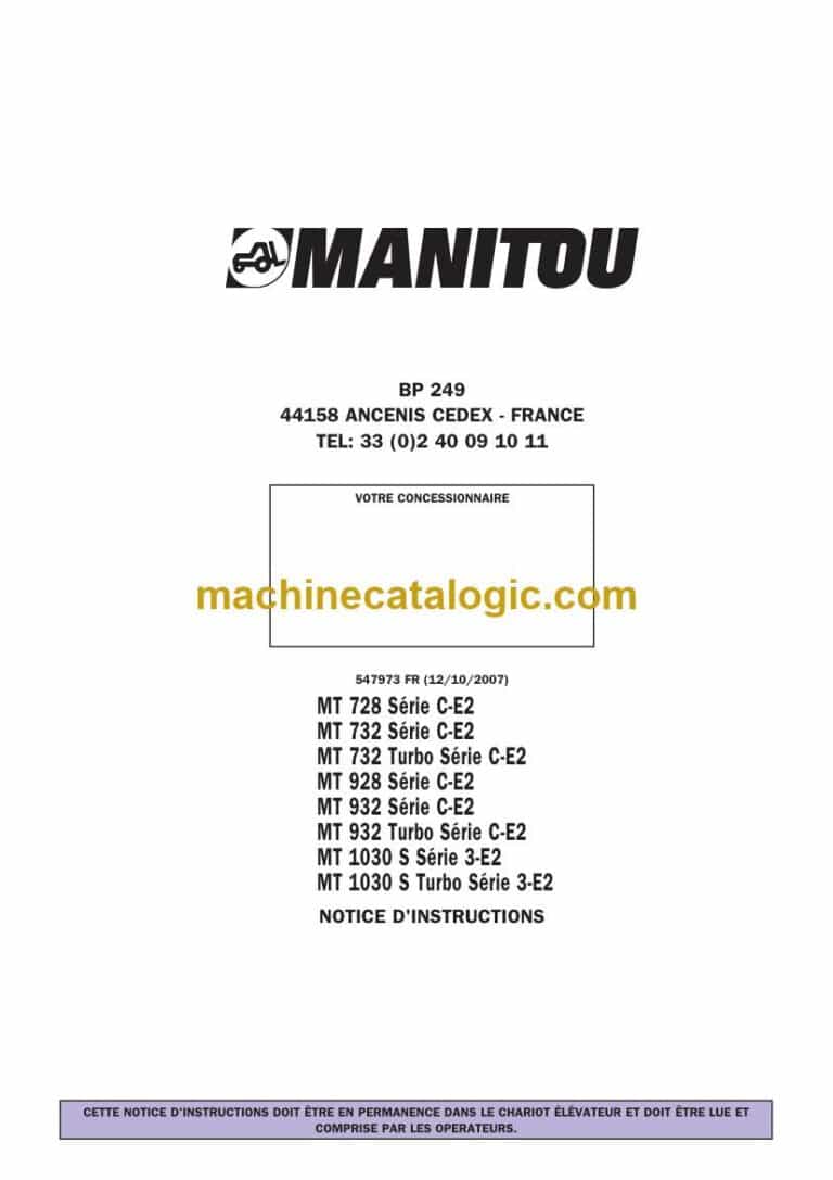 Manitou MT 728 Série C-E2, MT 732 Série C-E2, MT 732 Turbo Série C-E2 Notice D’instructions (547973) (10-2007)