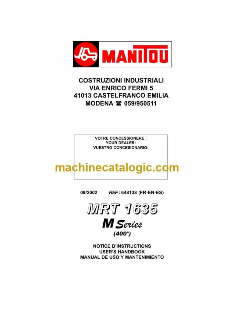 Manitou MRT 1635 M Series Notice D’instructions (648138) (09-2002)