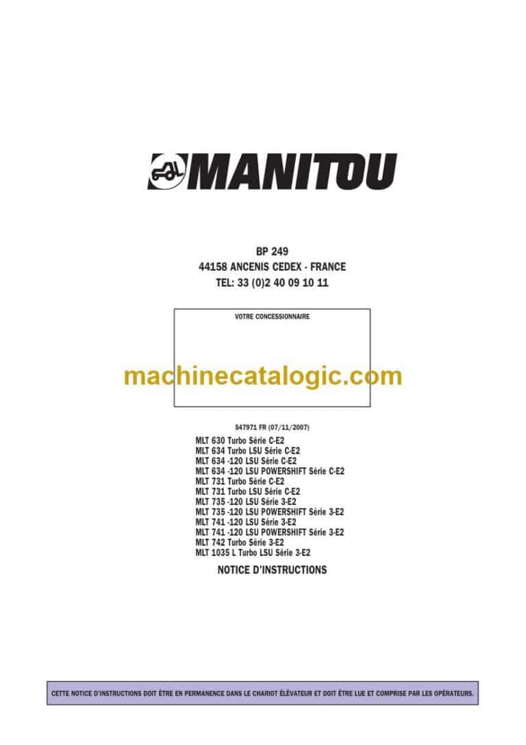 Manitou MLT 735-120 LSU Série 3-E2, MLT 735-120 LSU POWERSHIFT Série 3-E2 Notice D’instructions (547971FR) (11-2007)