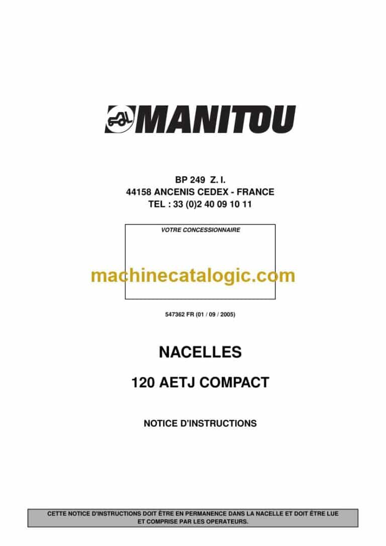 Manitou 120 AETJ Compact Nacelles Notice D’instructions (547362FR) (09-2005)
