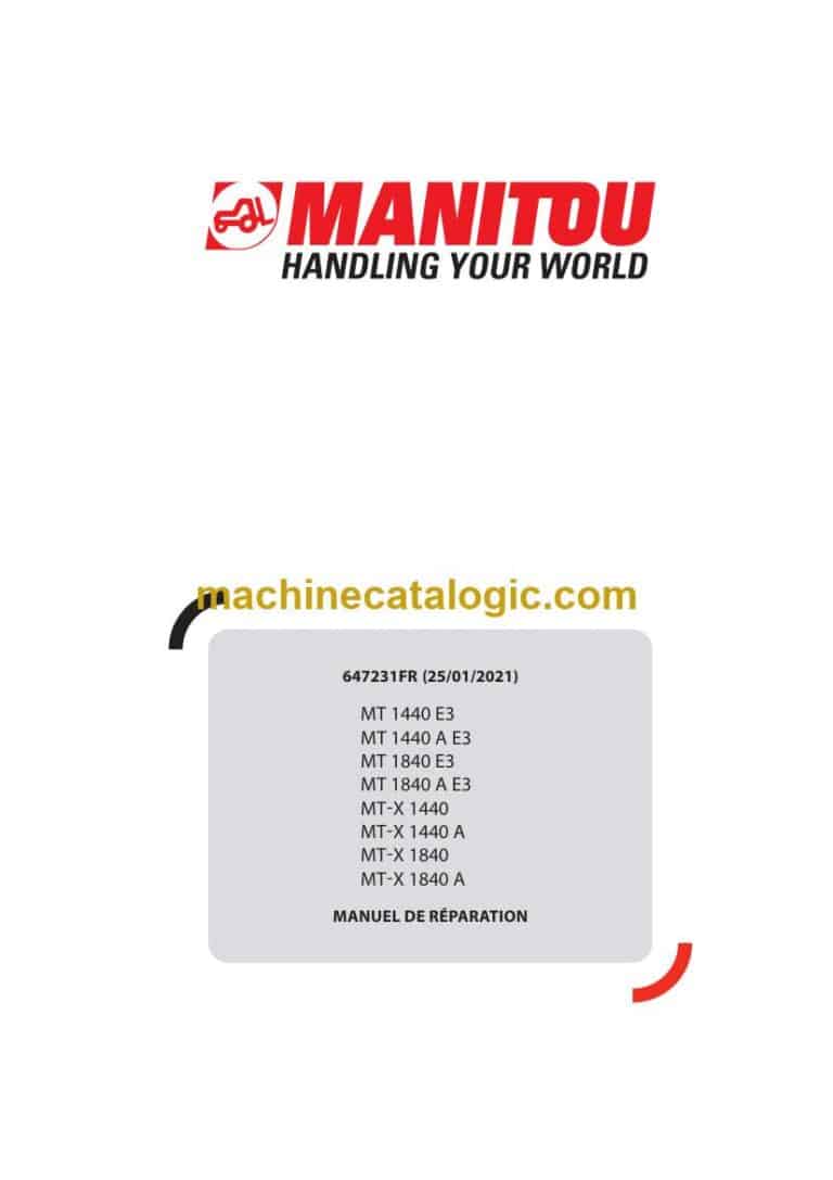Manitou MT 1840 A E3 Manuel de Réparation (647231) (01-2021)