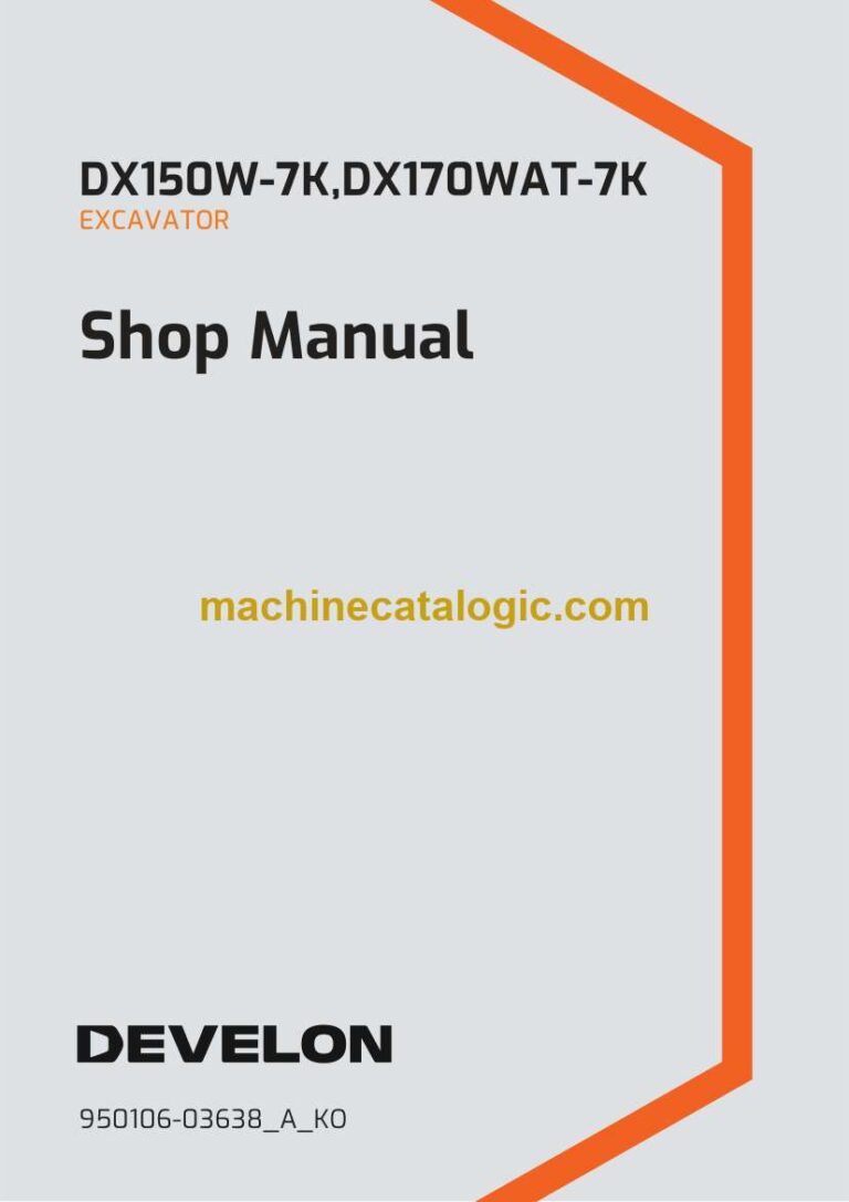 Develon DX150W-7K Wheeled Excavator Shop Manual – Korean Language (한국어) (950106-03638_A_KO)