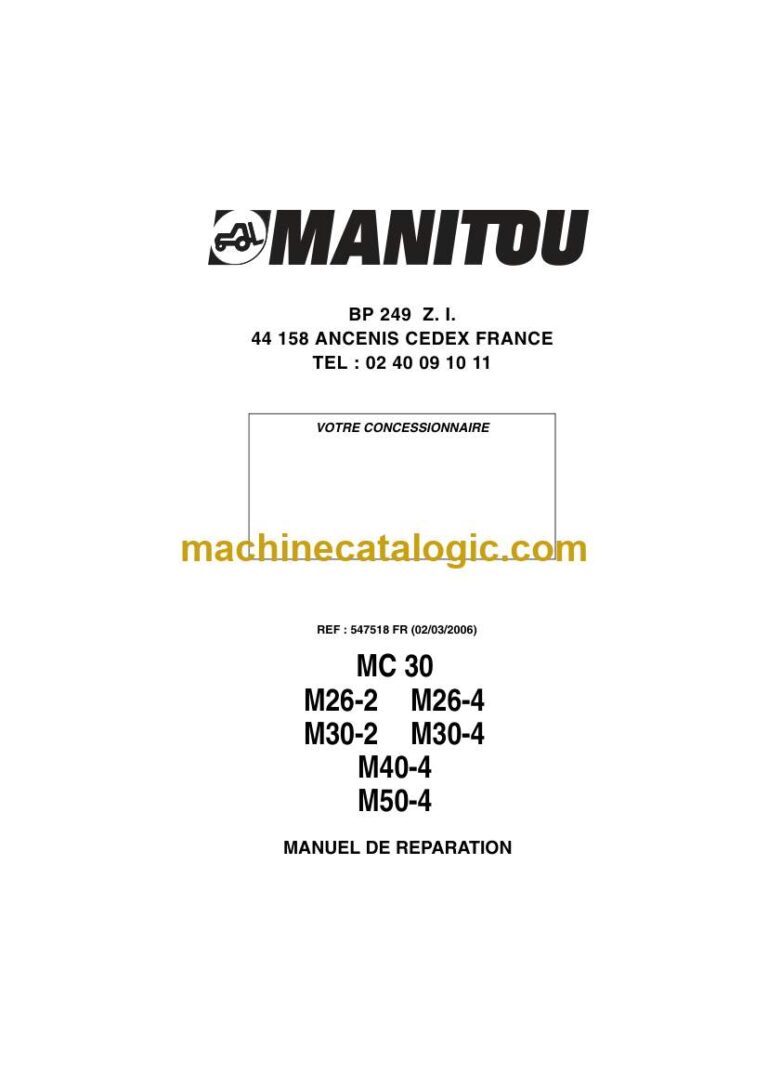 Manitou M26-4 Manuel de Réparation (547518FR) (03-2006)