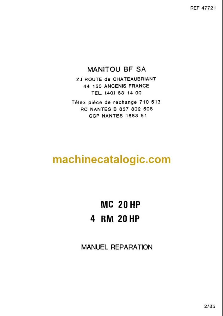 Manitou MC 20 HP, 4 RM 20 HP Manuel de Réparation (47721FR) (02-1985)