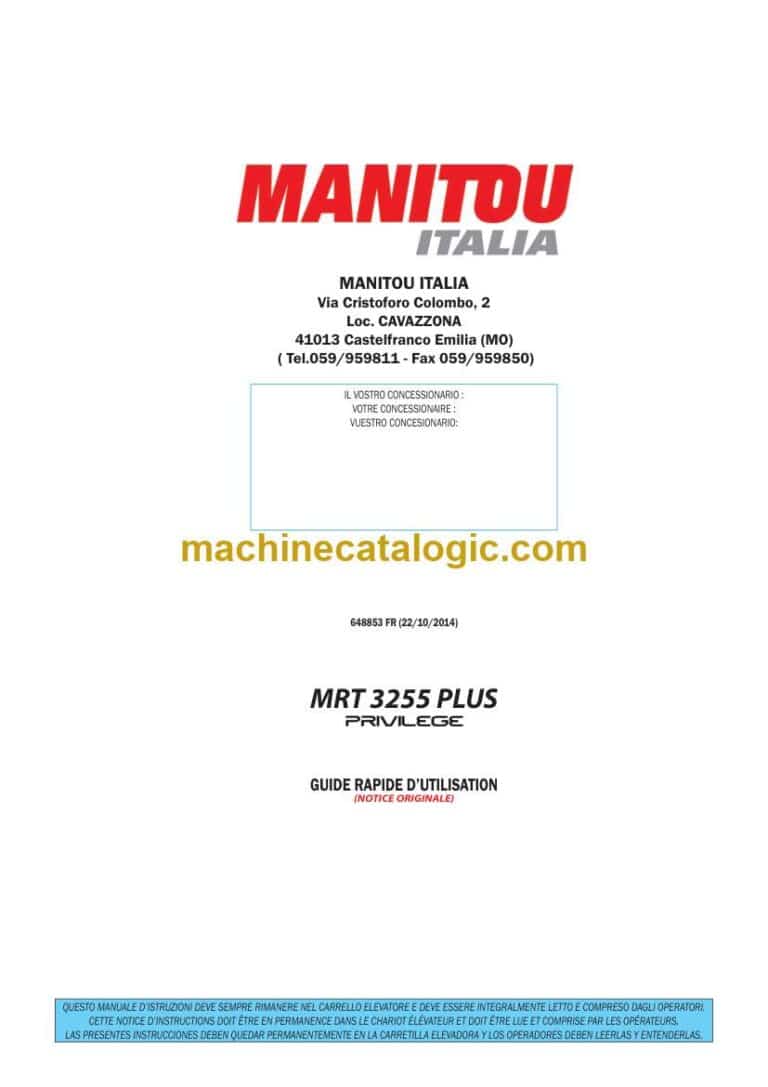 Manitou MRT 3255 Plus Privilege Notice D’instructions (648853) (10-2014)