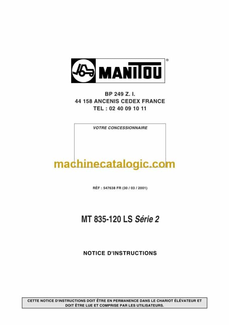 Manitou MT 835-120 LS Série 2 Notice D’instructions (547638FR) (03-2001)