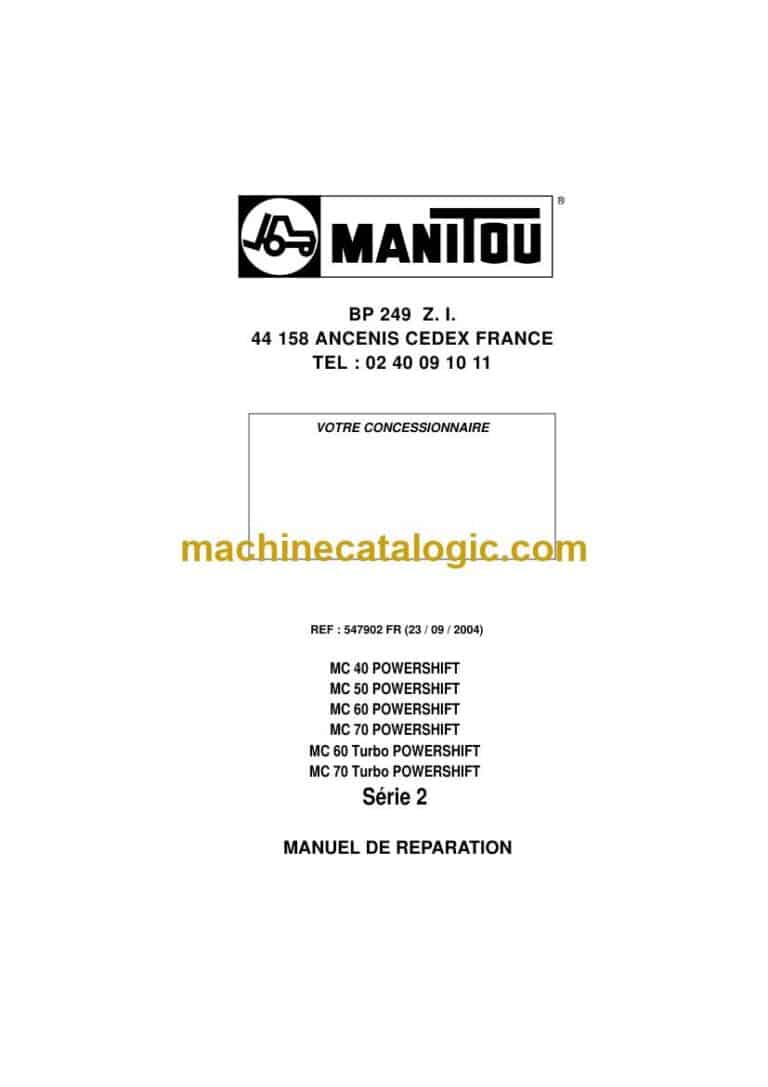 Manitou MC 50 Powershift Série 2 Manuel de Réparation (547902FR) (09-2004)