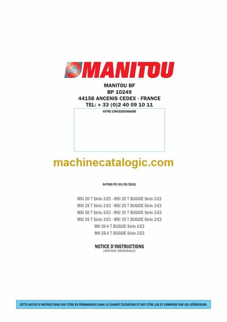 Manitou MSI 20 T Série 2-E3, MSI 20 T Buggie Série 2-E3 Notice D’instructions (647000FR) (05-2010)