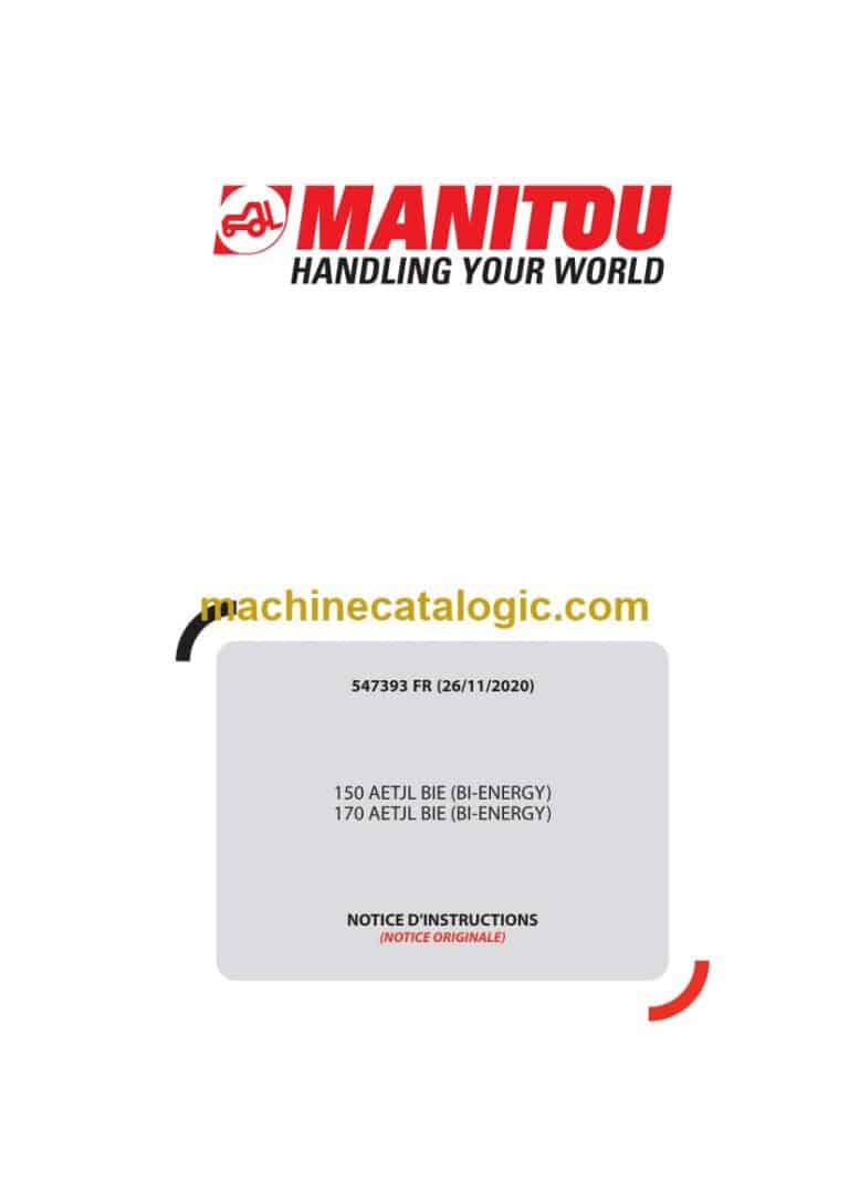Manitou 150 AETJL BIE, 170 AETJL BIE BI-ENERGY Notice D’instructions (547393) (11-2020)
