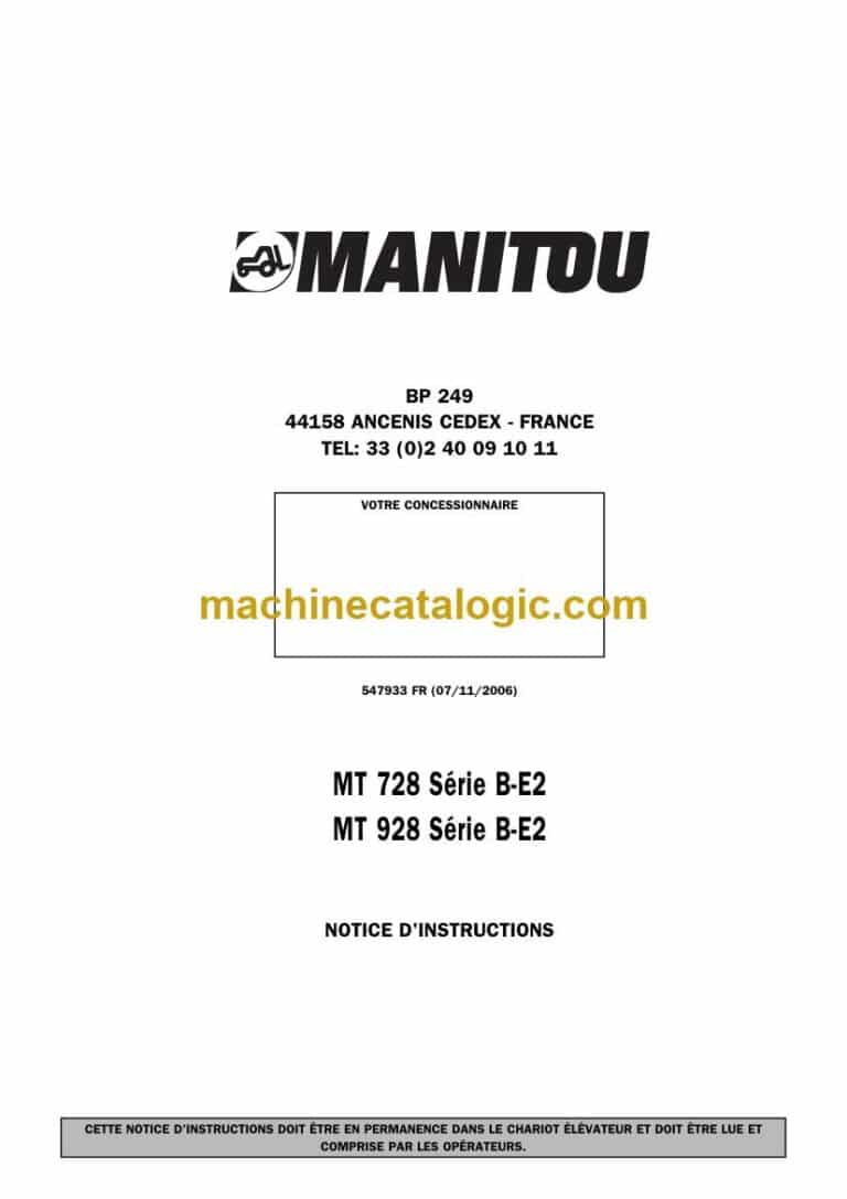 Manitou MT 728 Série B-E2, MT 928 Série B-E2 Notice D’instructions (547933FR) (11-2006)