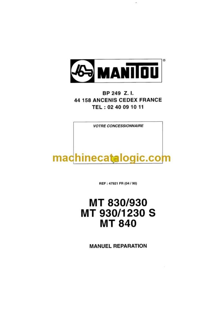 Manitou MT 930 S, MT 1230 S Manuel de Réparation (47921FR) (04-1990)