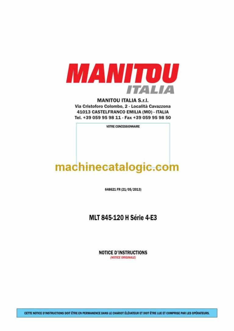 Manitou MLT 845-120 H Série 4-E3 Notice D’instructions (648621FR) (05-2013)