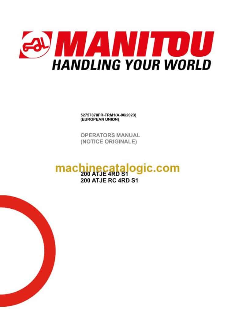 Manitou 200 ATJE 4RD S1, 200 ATJE RC 4RD S1 Notice D’instructions (52757070FR-FRM1) (A-06-2023)