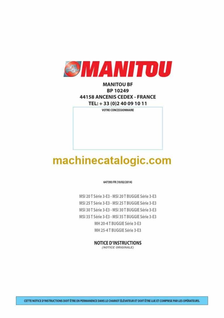 Manitou MH 20-4 T Buggie Série 3-E3 Notice D’instructions (647393) (02-2014)