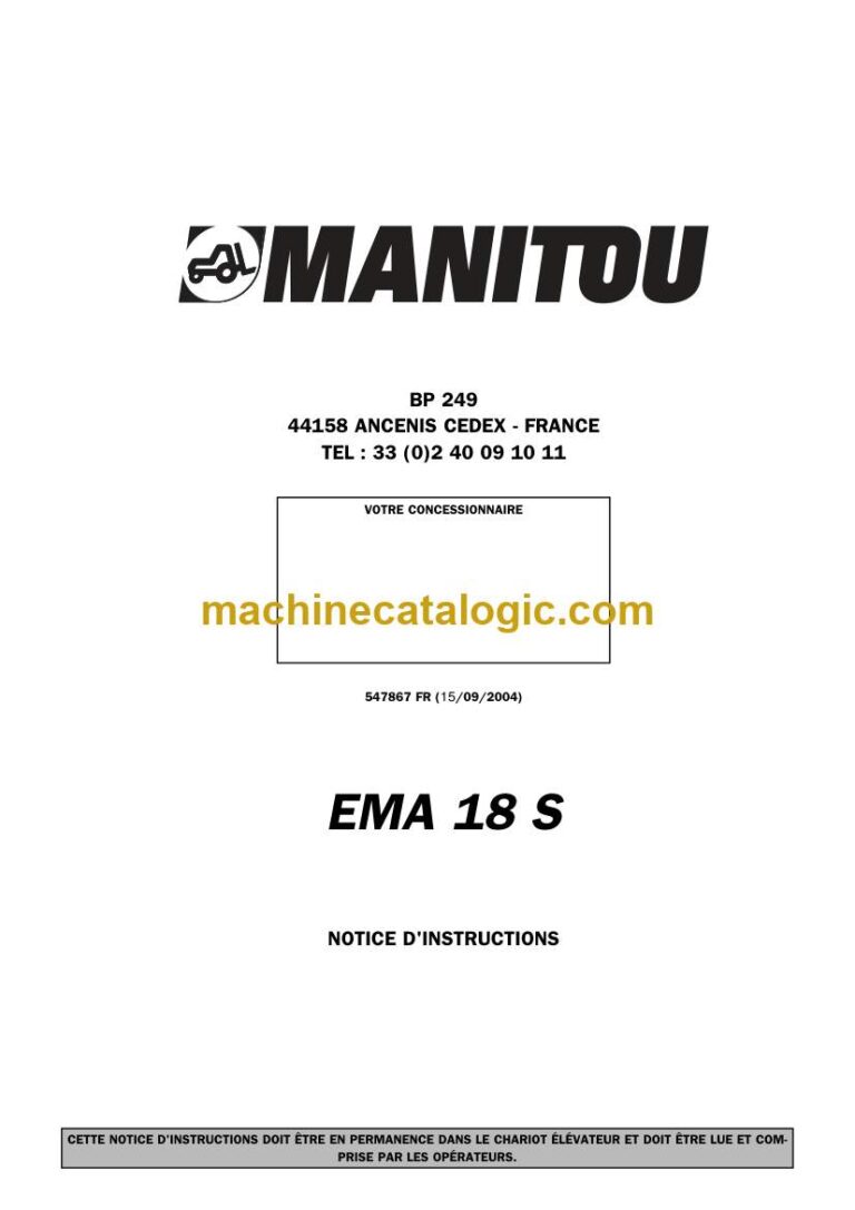 Manitou EMA 18 S Notice D’instructions (547867FR) (09-2004)