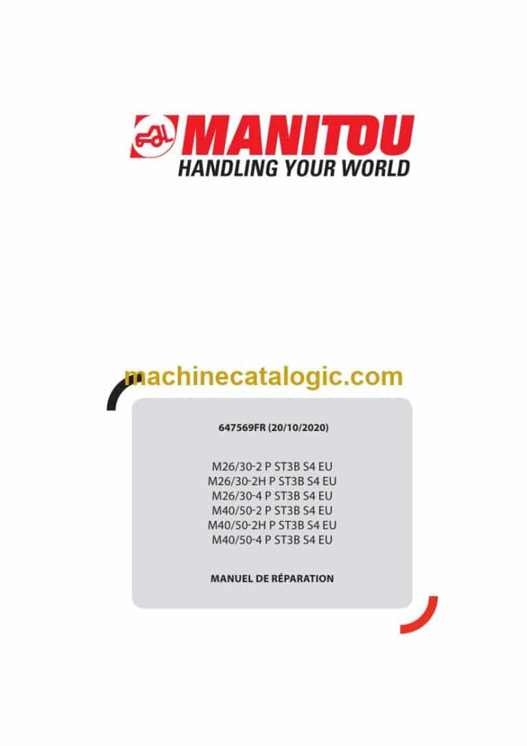 Manitou M26, M30-4 P ST3B S4 EU Manuel de Réparation (647569FR) (10-2020)