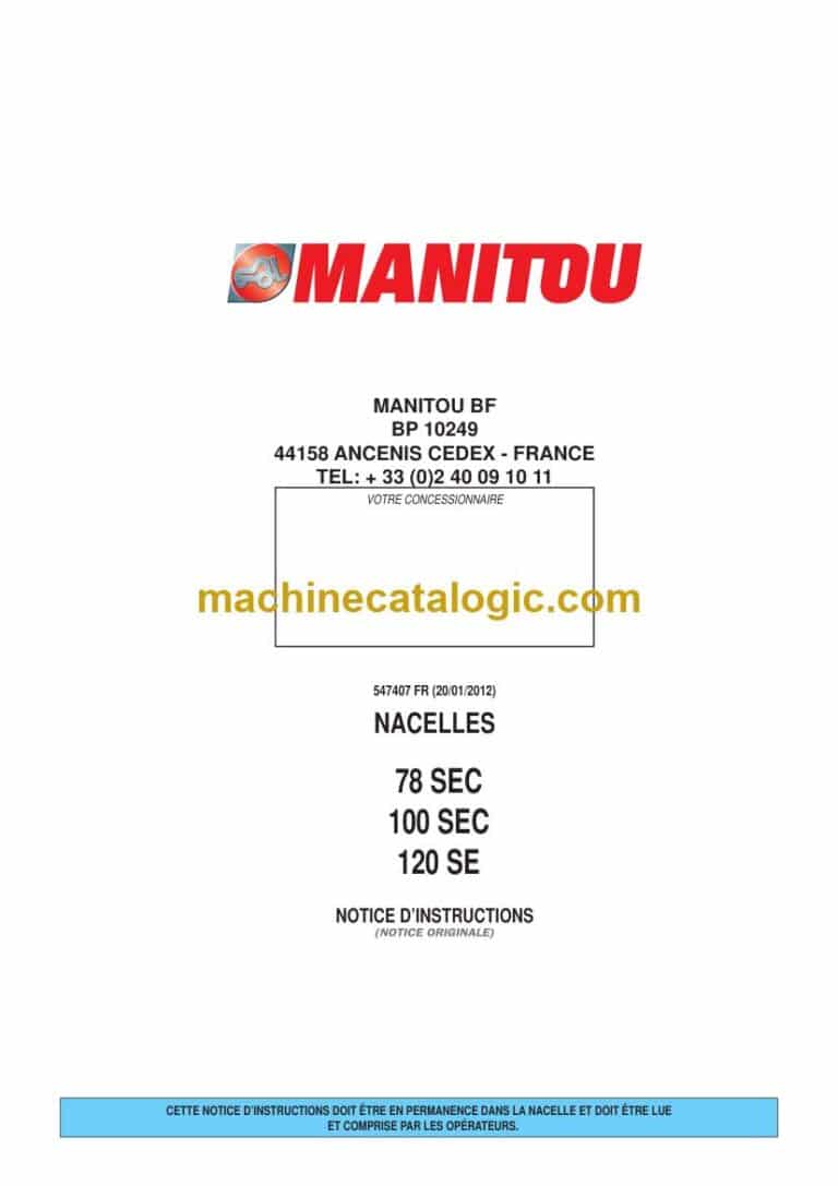 Manitou 78 SEC, 100 SEC, 120 SE Notice D’instructions (547407FR) (01-2012)