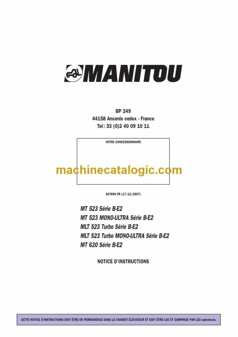 Manitou MT 523 Série B-E2, Mono-Ultra Série B-E2, Turbo Série B-E2, Turbo Mono-Ultra Série B-E2, MT 620 Série B-E2 Notice D’instructions (547896FR)