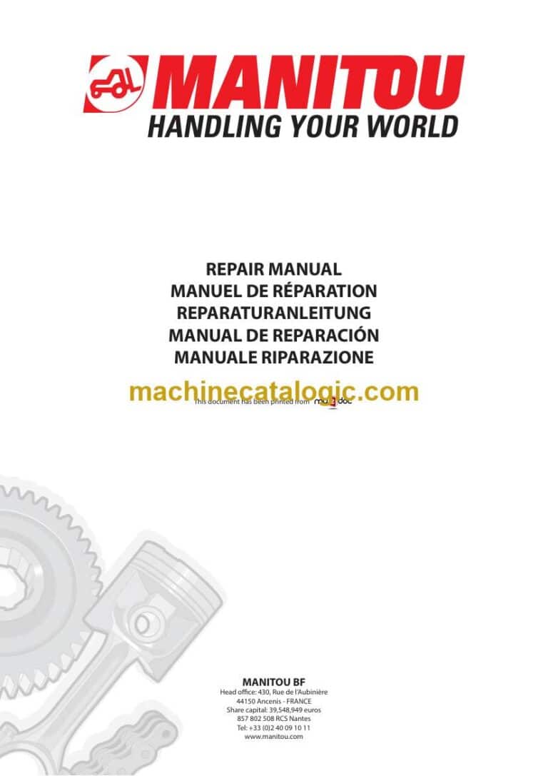 Manitou MT 1335 HSL Turbo Série 2-E2 Manuel de Réparation (0-1-M120FR) (11-2005)