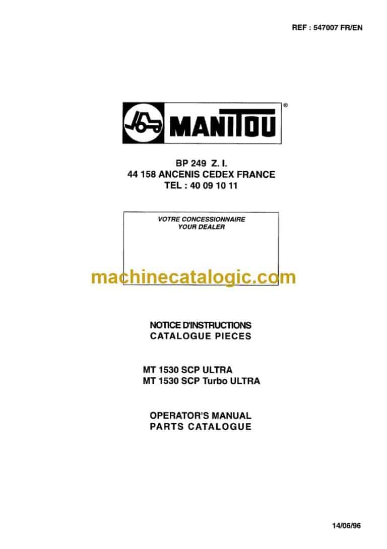 Manitou MT 1530 SCP ULTRA, MT 1530 SCP TURBO ULTRA Notice D’instructions (547007FR-) (06-1996)