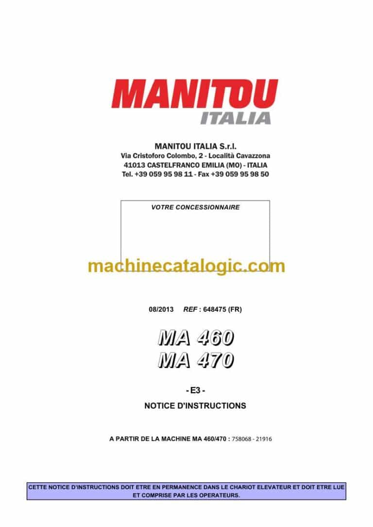 Manitou MA 460, MA 470 Notice D’instructions (648475FR) (08-2013)