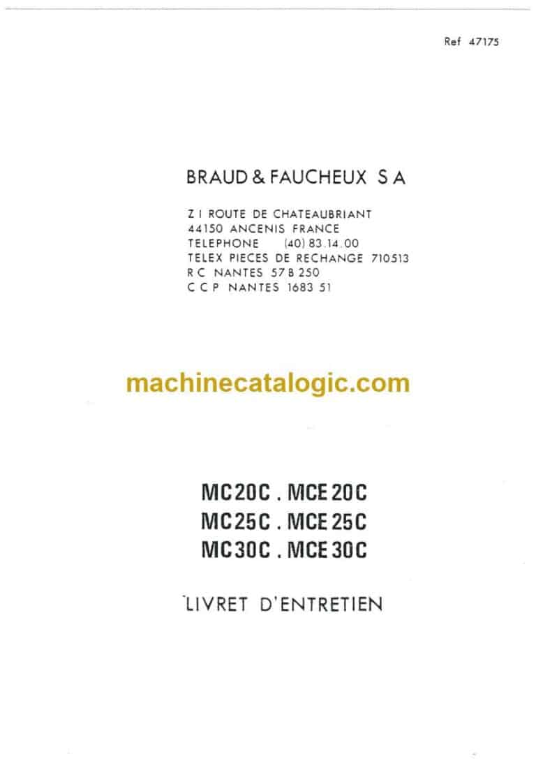 Manitou MC20C, MCE20C, MC25C, MCE25C, MC30C, MCE30C Notice D’instructions (47175FR)