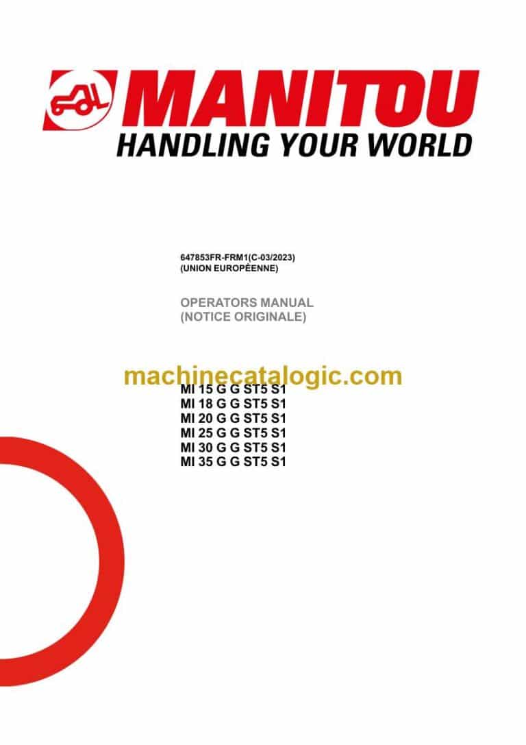 Manitou MI 15 G G ST5 S1, MI 18 G G ST5 S1, MI 20 G G ST5 S1 Notice D’instructions (647853FR-FRM1) (C-03-2023)