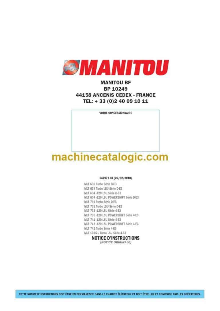 Manitou MLT 742 Turbo Serie 4-E3 Notice D’instructions (547977FR) (02-2010)