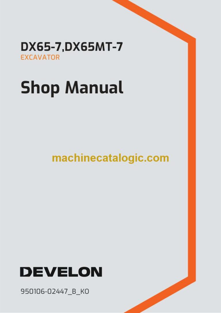Develon DX65-7 Mini Excavator Shop Manual – Korean Language (한국어) (950106-02447_B_KO)