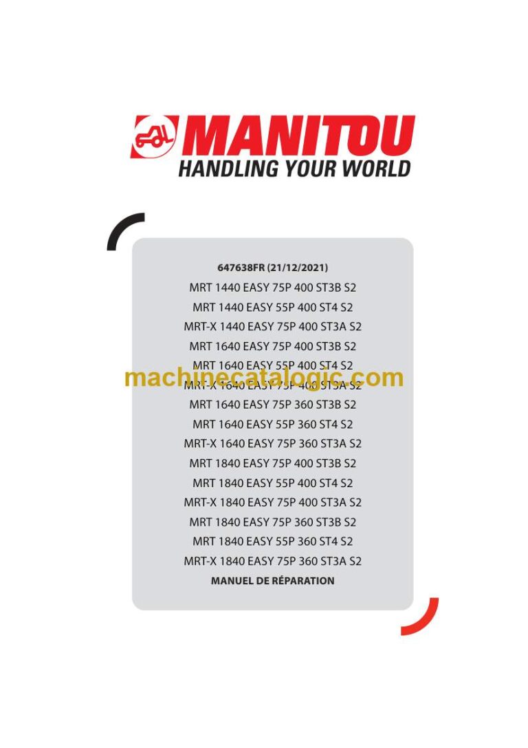 Manitou MRT 1640 EASY 55P 400 ST4 S2 Manuel de Réparation (647638FR) (12-2021)