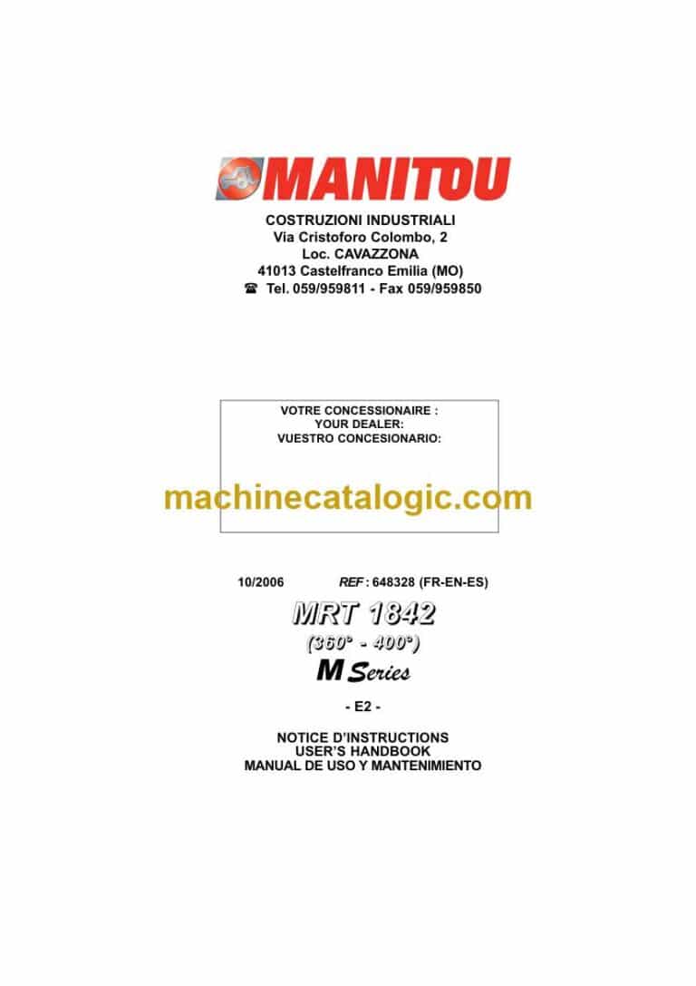 Manitou MRT 1842 M Series Notice D’instructions (648328) (10-2006)