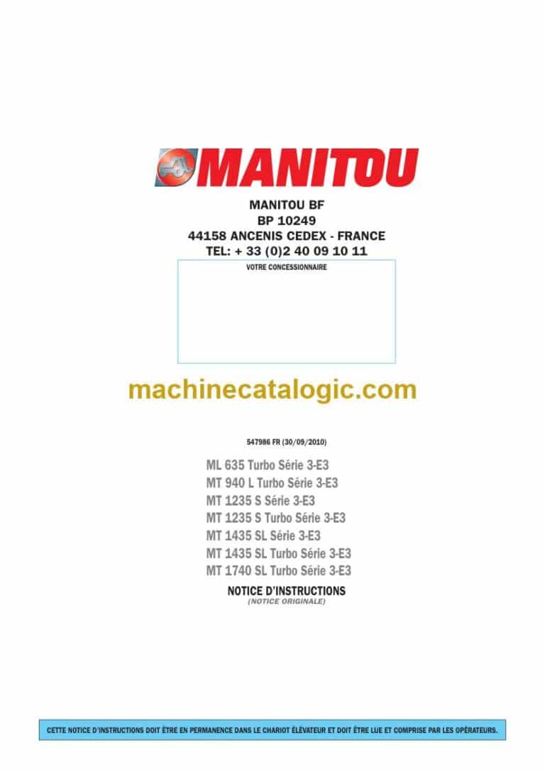 Manitou MT 1740 SL Turbo Série 3-E3 Notice D’instructions (547986FR) (09-2010)