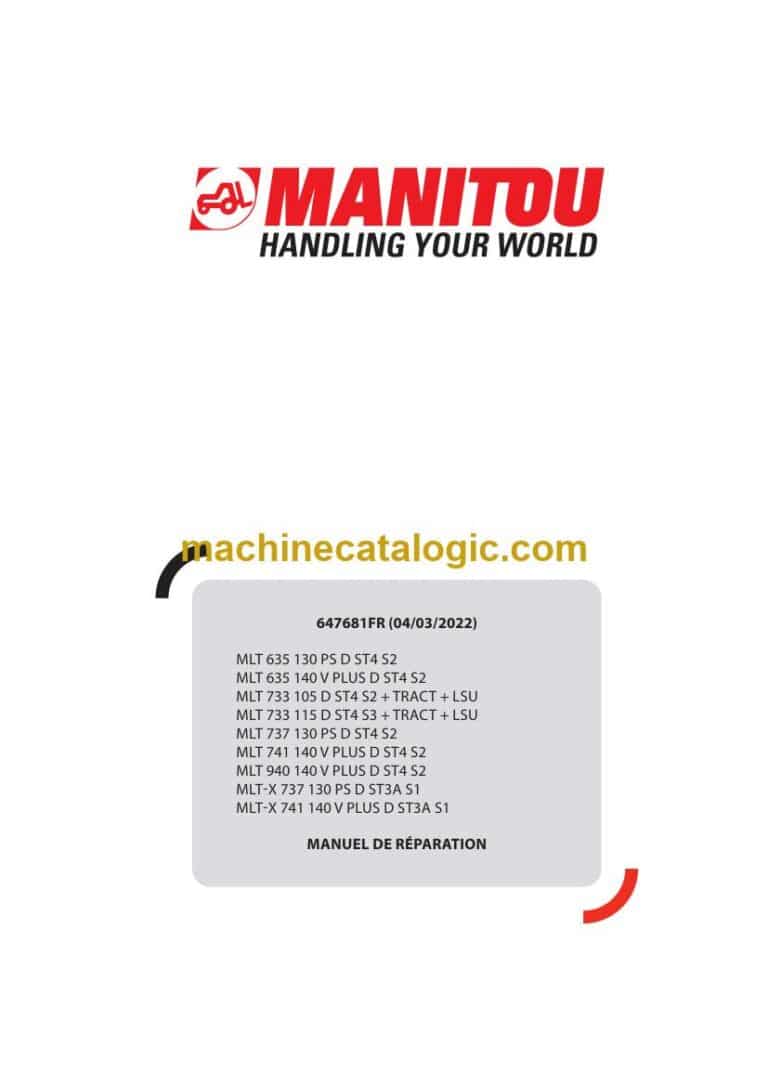 Manitou MLT 733 105 D ST4 S2 + TRACT + LSU Manuel de Réparation (647681FR) (03-2022)