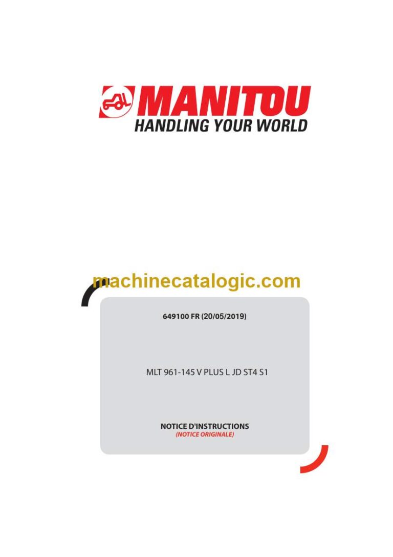 Manitou MLT 961-145 V PLUS L JD ST4 S1 Notice D’instructions (649100) (05-2019)