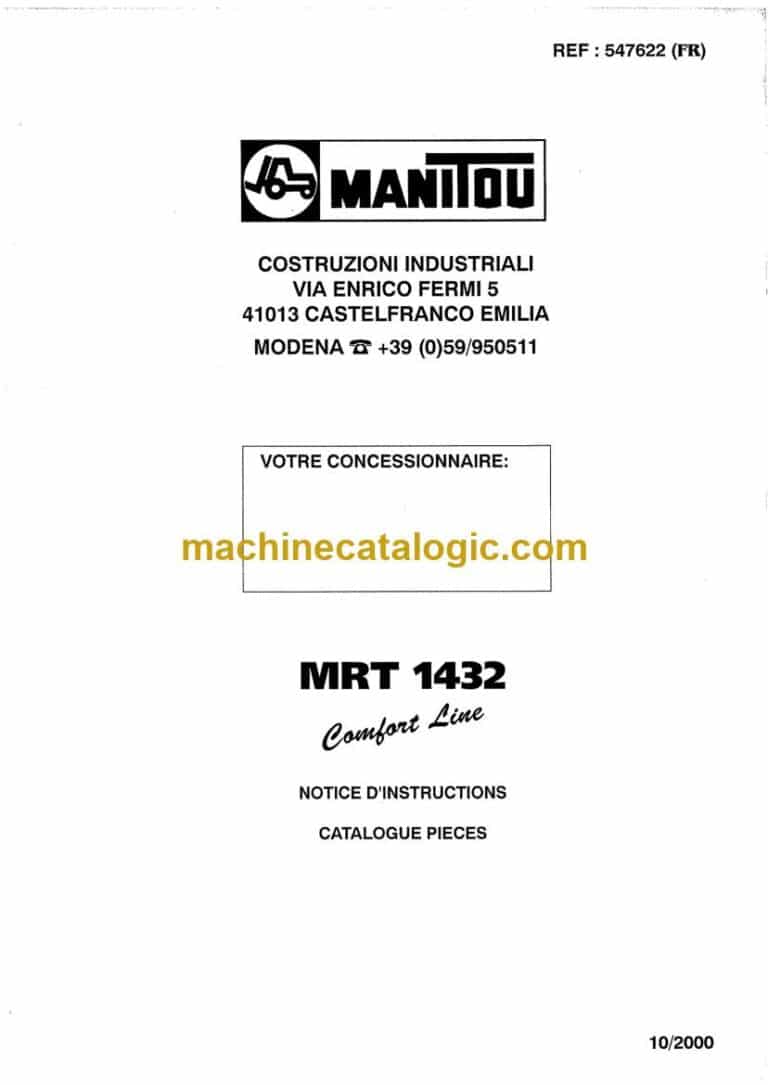 Manitou MRT 1432 Comfort Line Notice D’instructions (54622) (10-2010)